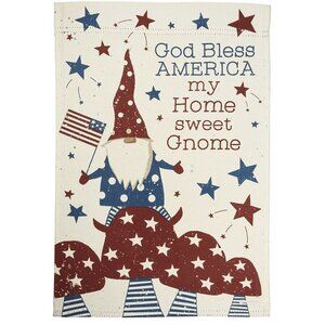God Bless America My Home Sweet Gnome Polyester Double Sided Garden Flag 12 X 18